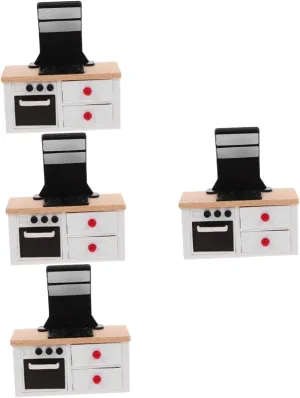 4pcs Mini Kitchen Stove Model Stylish Miniature Cooktop Furniture for Dollhouse Decor Compact Design for Mini House Use Realistic Details for Collectors and Enthusiasts