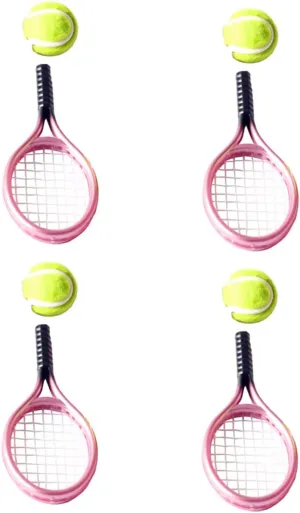 4sets Mini Tennis Racket Model of Miniature Tennis Rackets and for Dollhouse Accessories Creative Photography Props Safe Material for Imagination and Play