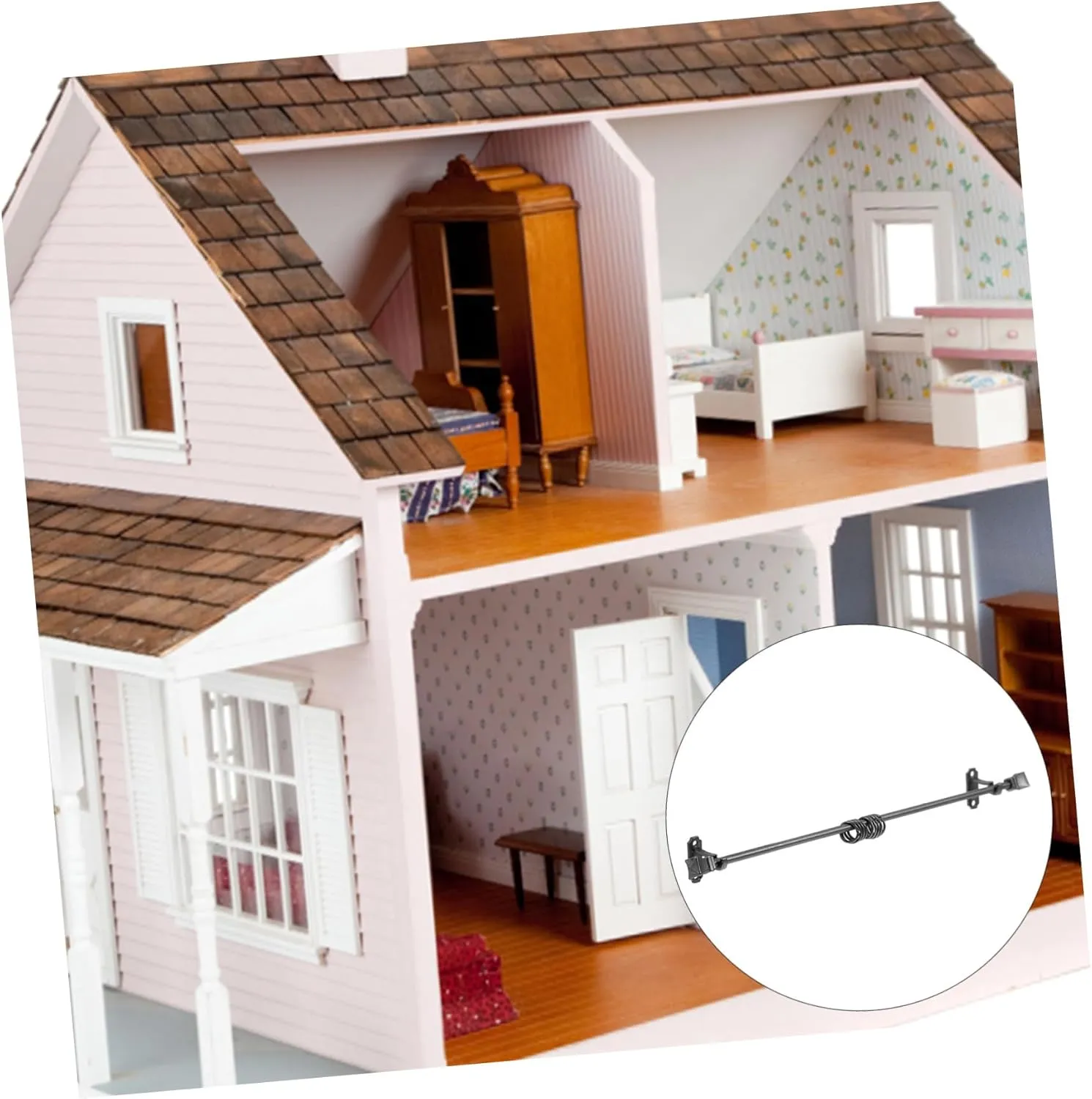 4sets Ornamental Curtain Rod for Dollhouse Sturdy Desktop Curtain Pole Window Decor for Bedrooms Kitchens for House Accessories Creative Projects