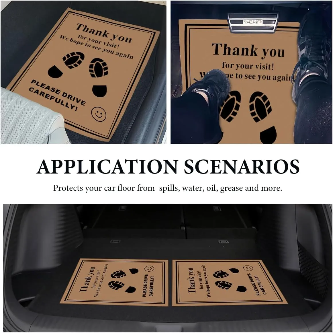 50 PCS Car Paper Floor Mats, 16 x 20 Inch Disposable Floor Mat Temporary Car Floor Protector, Waterproof Kraft Paper Floor Pad Automotive Mat Covers for Detailing Detail Wash (Yellow)