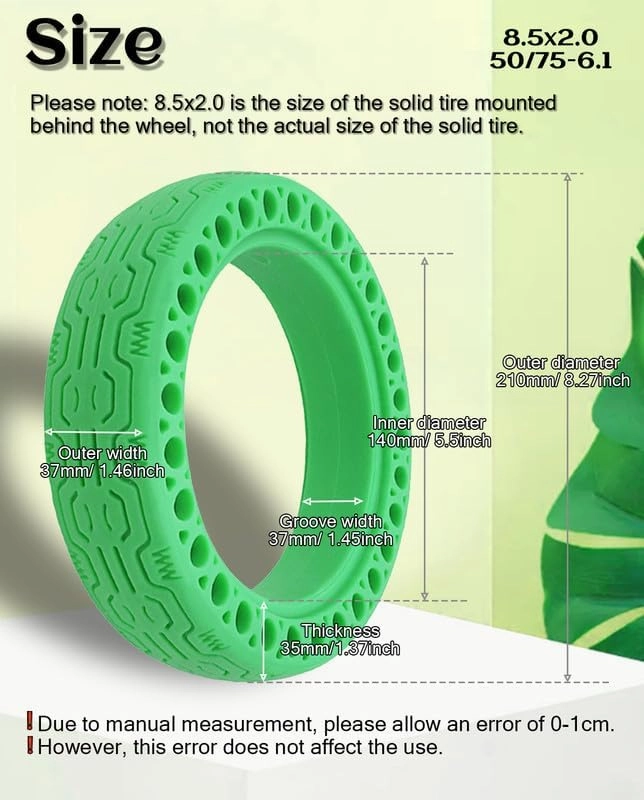 50/75-6.1 Scooter Tire Tubeless: 8.5x2 Inch 8 1/2'' Solid Tires for Swagtron Swagger 5 iScooter i9s Jetson Knight Hover 1 Electric Scooter 8.5 In Front Rear Replacement Wheels 1 Pcs