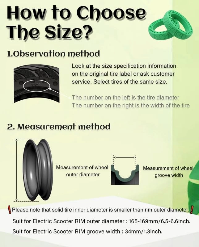 50/75-6.1 Scooter Tire Tubeless: 8.5x2 Inch 8 1/2'' Solid Tires for Swagtron Swagger 5 iScooter i9s Jetson Knight Hover 1 Electric Scooter 8.5 In Front Rear Replacement Wheels 1 Pcs
