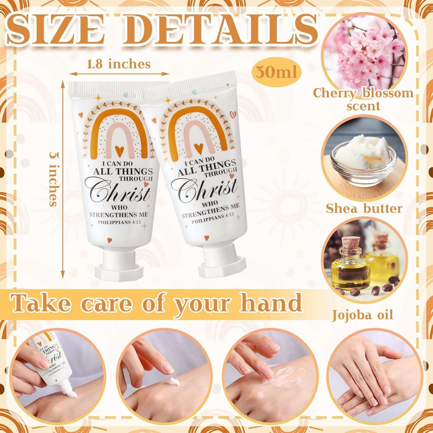 50 Pack Christian Hand Lotion Bulk Gifts for Women Mother Day Bible Mini Travel Hand Lotion Bulk for Stocking Stuffers Gifts Women Church Appreciation Teachers Coworkers(Boho)