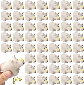 50 Pieces Rubber Rhinoceros Tiny Rhino Toys Float Squeak Bath Toys Bulk Mini Squeezable Rhinocero for Baby Shower Party Supplies, 2.87 x 2.01 x 1.18 Inches