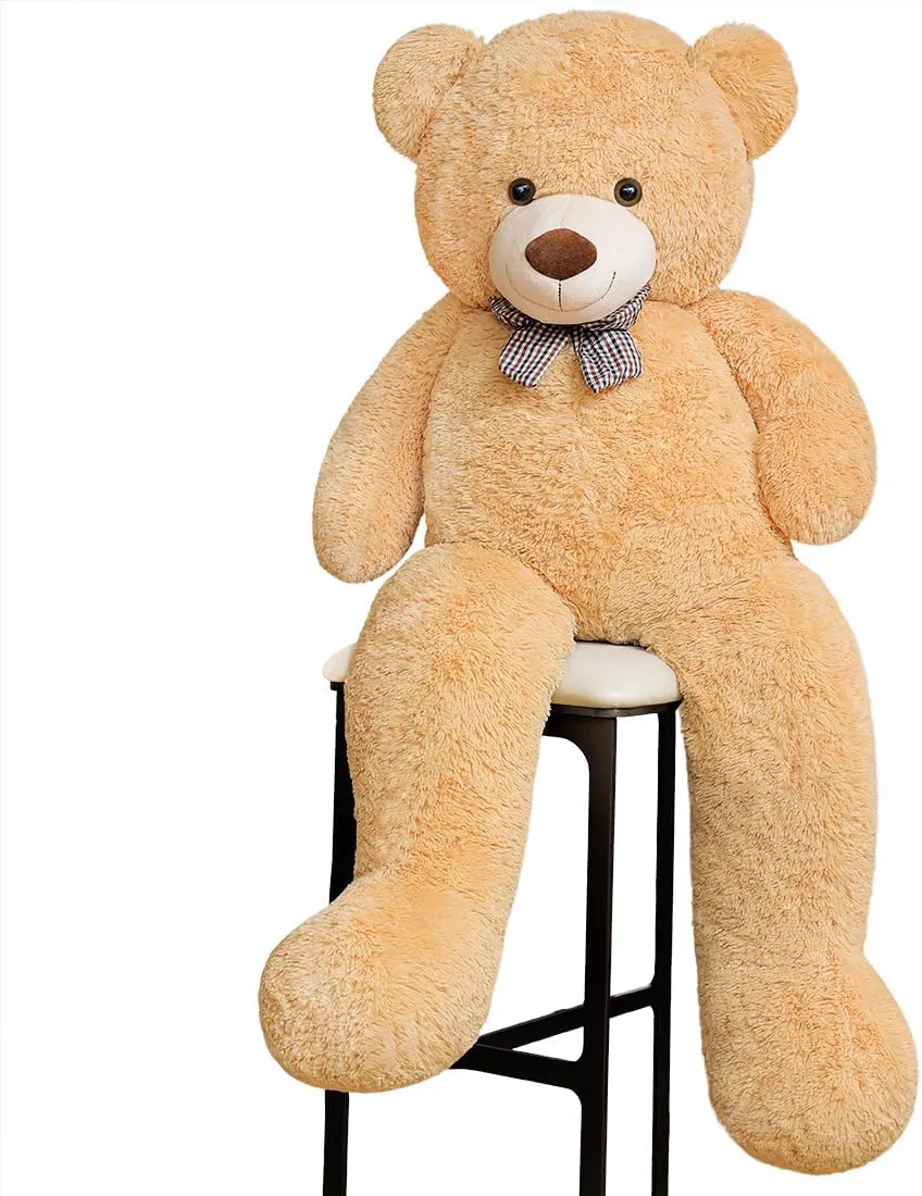 55 Inch Plush Teddy Bear - Extra Large Soft Cuddly Stuffed Animal for Kids, Girls & Boys Huggable Plush Stuffed Animal Gift for Birthday Christmas Lightbrown