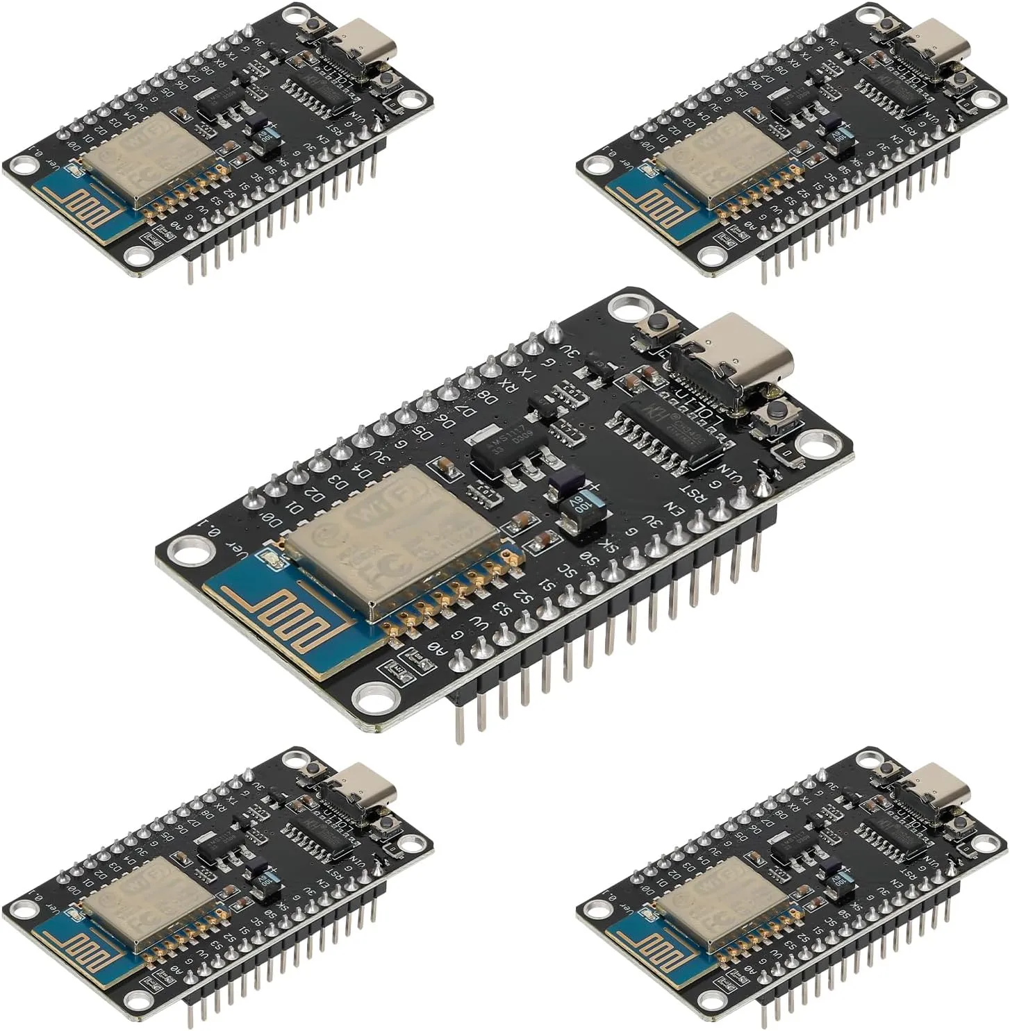 5pcs ESP8266 Serial Wireless Module CH340 ESP-12E NodeMCU LUA WiFi V3 Internet Development Board Compatible with Arduino IDE, Micropython