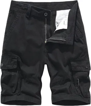 6 Inch Inseam Shorts Men 2023 Casual Cotton Buckle Zipper Multi Pockets Cargo Shorts Classic Fit Tooling Shorts