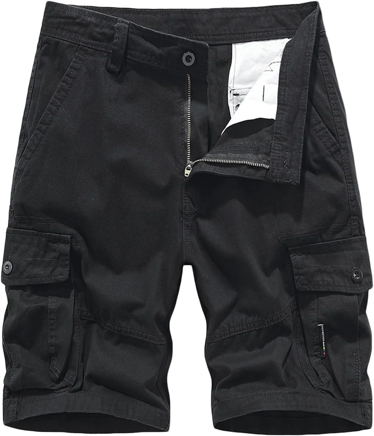 6 Inch Inseam Shorts Men 2023 Casual Cotton Buckle Zipper Multi Pockets Cargo Shorts Classic Fit Tooling Shorts