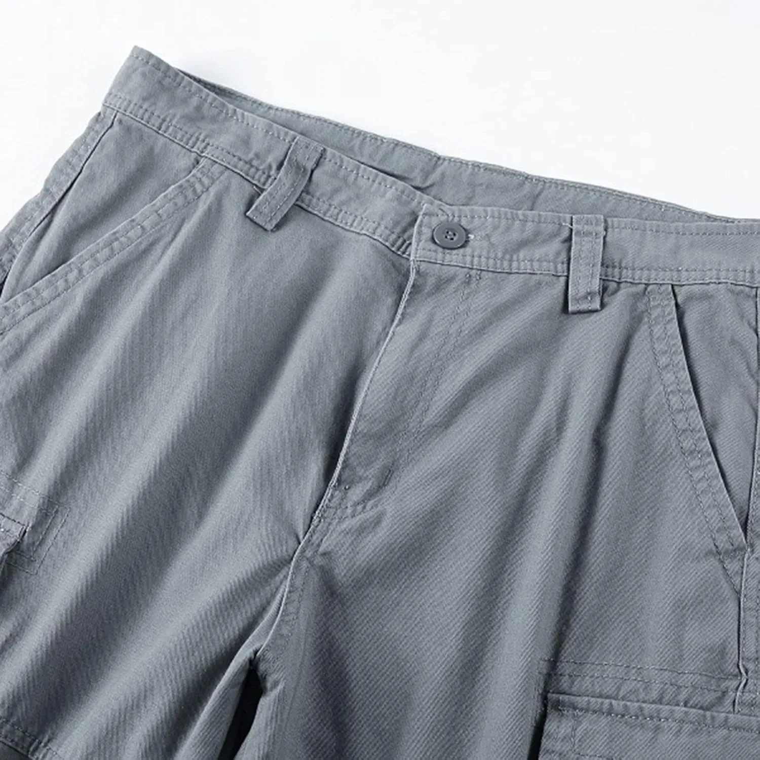 6 Inch Inseam Shorts Men 2023 Casual Cotton Buckle Zipper Multi Pockets Cargo Shorts Classic Fit Tooling Shorts