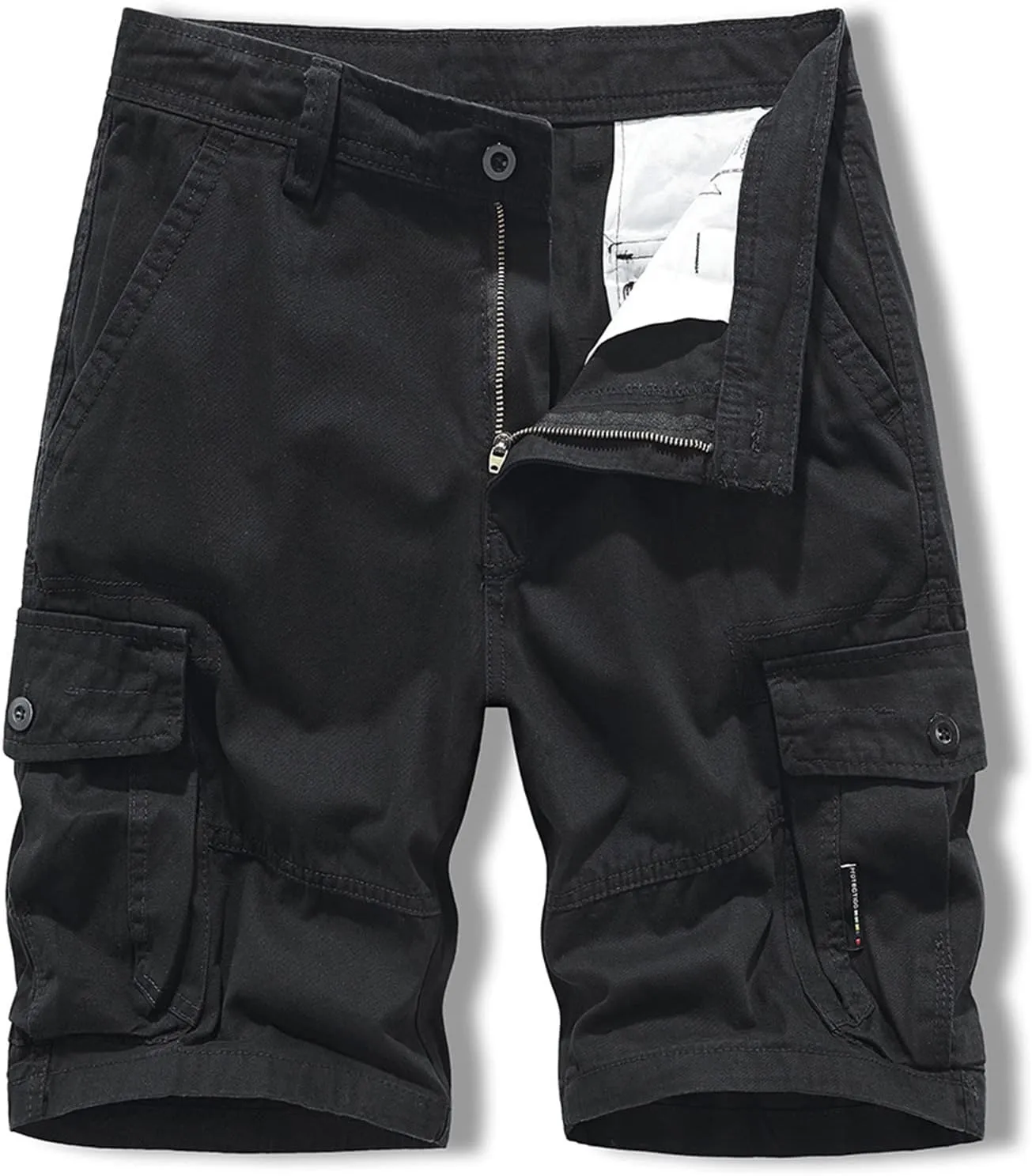 6 Inch Inseam Shorts Men 2023 Casual Cotton Buckle Zipper Multi Pockets Cargo Shorts Classic Fit Tooling Shorts