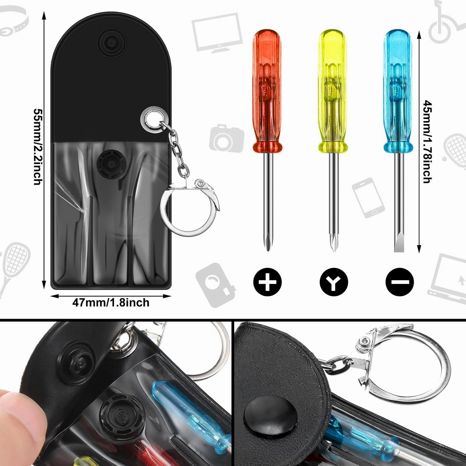 72 Pcs Mini Tape Screwdriver Keychain Set Fathers Gifts Employee Coworkers Men Gifts Bulk Adult Party Favors Measuring Keychains Multitool Pen Card Tool for Men Dad (Multicolor)