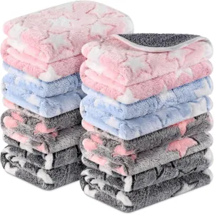 8 Pcs Guinea Pig Bedding Cage Liners Bulk Blankets Small Animal Flannel Throw Bedding Waterproof Absorbent Reusable Pet Pee Sleep Mat Pad Cover for Hamster Ferret(Big Star,16 x 24 Inch)