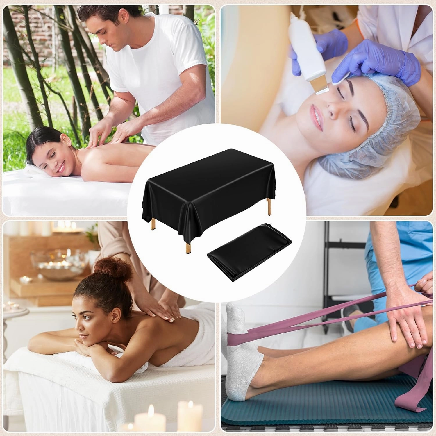 87 x 79 Inch Massage Table Sheet Reusable Wax Mat Pad Waterproof PVC Waxing Mat for Esthetician Bed Oilproof Wax Bed Cover for Spa Beauty Tattoo Grafting Eyelash (Black)