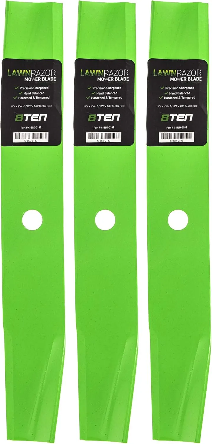 8TEN LawnRAZOR Blade Set for Ariens Zoom 1740 Gravely Mini ZT 1540 40 Inch Decks 03498400 00173800 03498451 (High Lift)