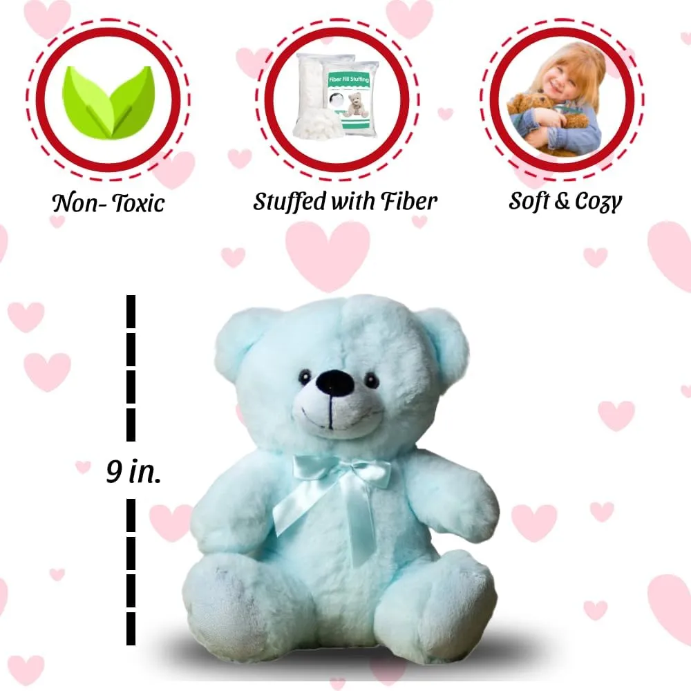9-Inch Baby Blue Teddy Bear Stuffed Animal Soft Plush Cuddly Toy for Kids for Birthday Baby Shower Valentine’s Day Christmas Hugging Bear for Boys Room Nursery & Collectors