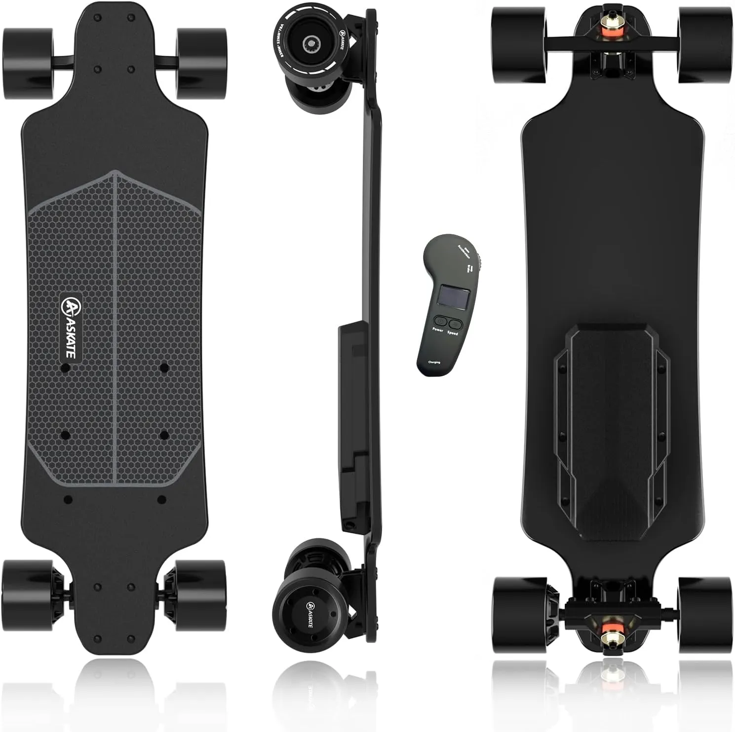 A1 Electric Skateboard with Remote, Long Range Up to 17 Miles, 8 Ply Canadian Maple, Smooth 4-Speed Remote Controller, Suitable for Younger Beginners