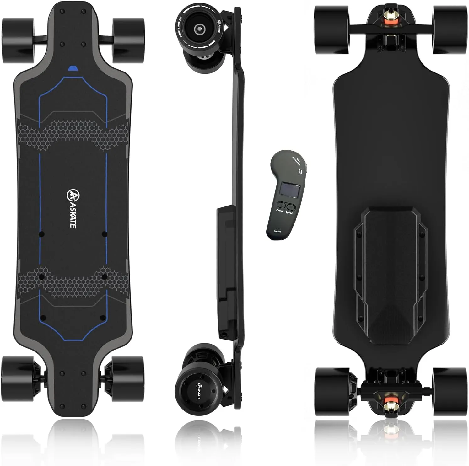 A1 Electric Skateboard with Remote, Long Range Up to 17 Miles, 8 Ply Canadian Maple, Smooth 4-Speed Remote Controller, Suitable for Younger Beginners
