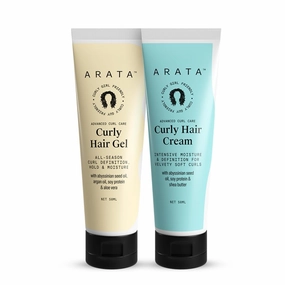 A.R.A.T.A. Mini Curl Styling Combo – Curl Cream (50ml)   Curl Gel (50ml) | Defines Curls, Reduces Frizz & Adds Natural Hold | For Wavy, Curly & Coily Hair | Sulphate-Free, Silicone-Free, Paraben-Free