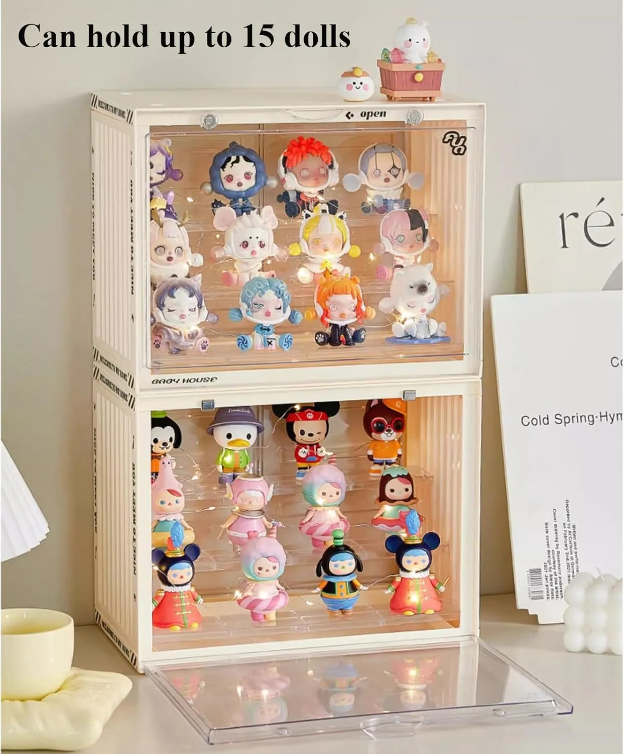 Acrylic Display Case Stand for Figures Unique Design 3 Tier Display Box for Collectibles Stackable Dustproof Clear Display Stand for Pop Mart Action Figures