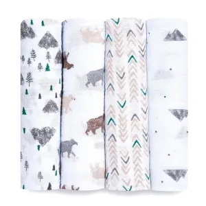 aden   anais Essentials Swaddle Blanket, Muslin Blankets for Girls & Boys, Baby Receiving Swaddles, Newborn Gifts, Infant Shower Items, Toddler Gift, Wearable Swaddling Set, 4 Pack, Bear Necessities