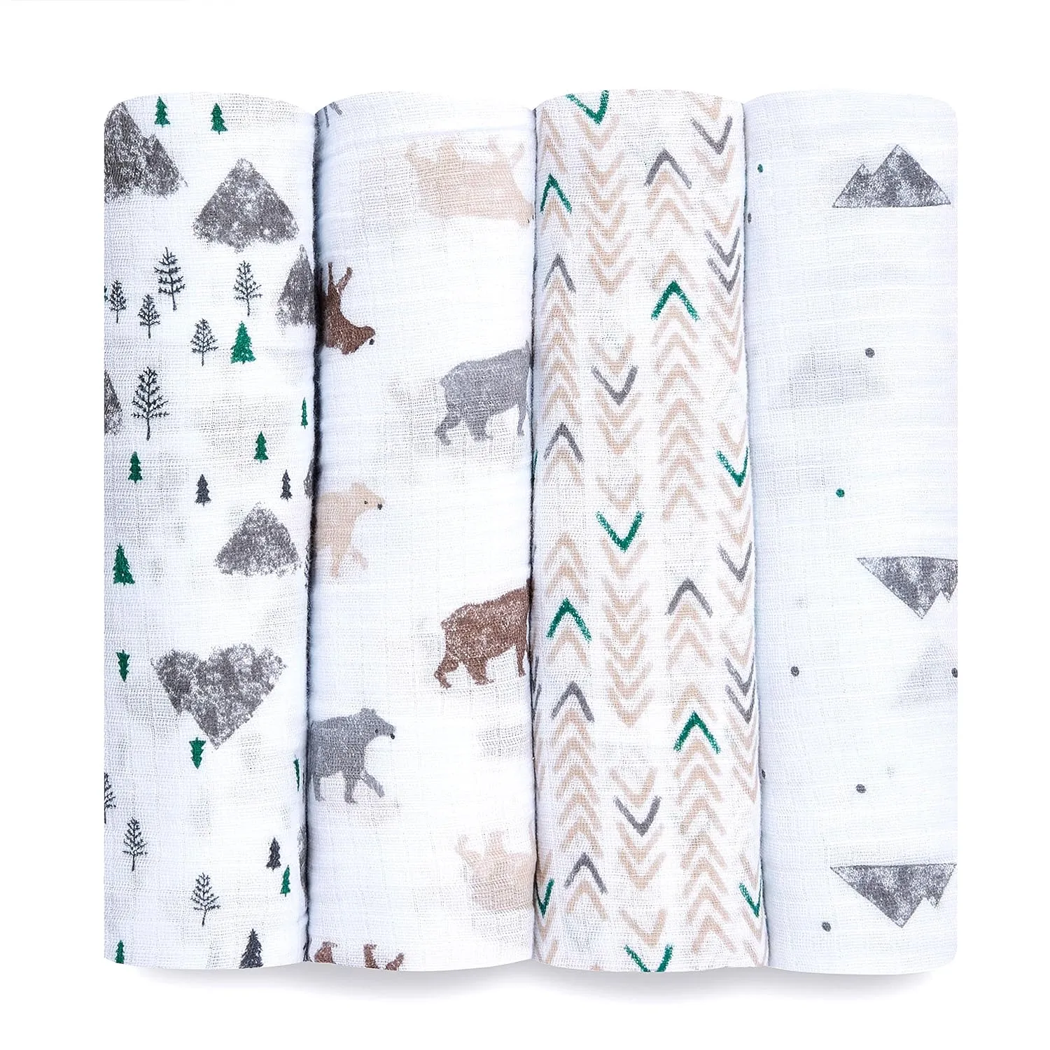 aden   anais Essentials Swaddle Blanket, Muslin Blankets for Girls & Boys, Baby Receiving Swaddles, Newborn Gifts, Infant Shower Items, Toddler Gift, Wearable Swaddling Set, 4 Pack, Bear Necessities