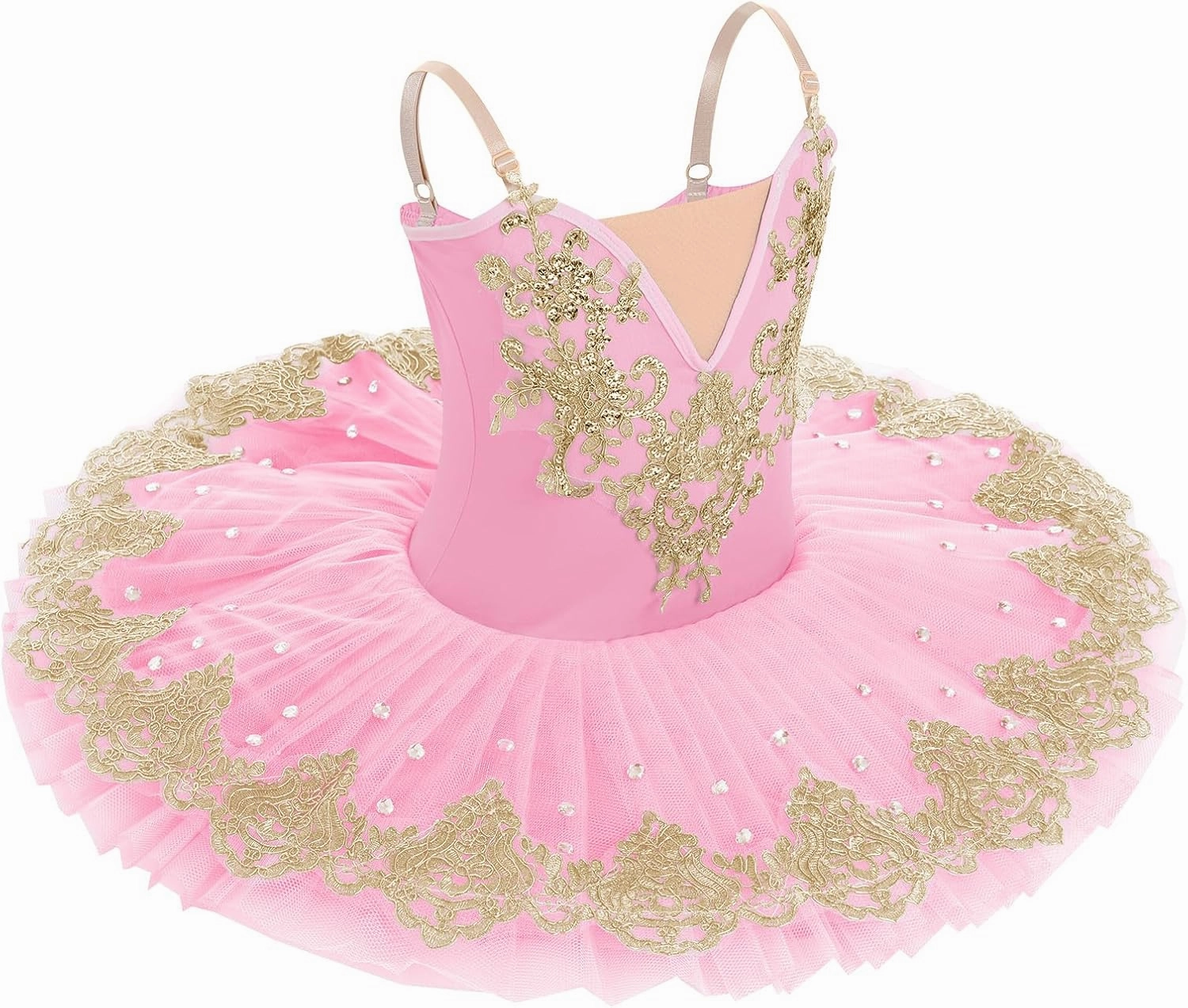 AFAVOM Swan Lake Ballerina Costume for Girls Camisole Skirted Leotard Sequin Ballet Dance Platter Tutu Dress for Performance