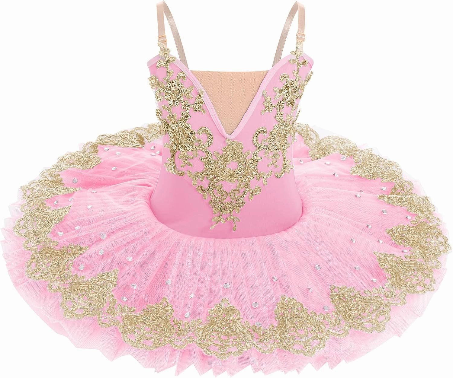 AFAVOM Swan Lake Ballerina Costume for Girls Camisole Skirted Leotard Sequin Ballet Dance Platter Tutu Dress for Performance