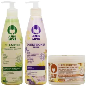 Afro Love Hair Care Set – Shampoo (16oz), Conditioner (16oz), and Hair Soufflé (16oz) – Moisturizing & Nourishing for Curly, Kinky & Coily Hair – Sulfate-Free & Paraben-Free