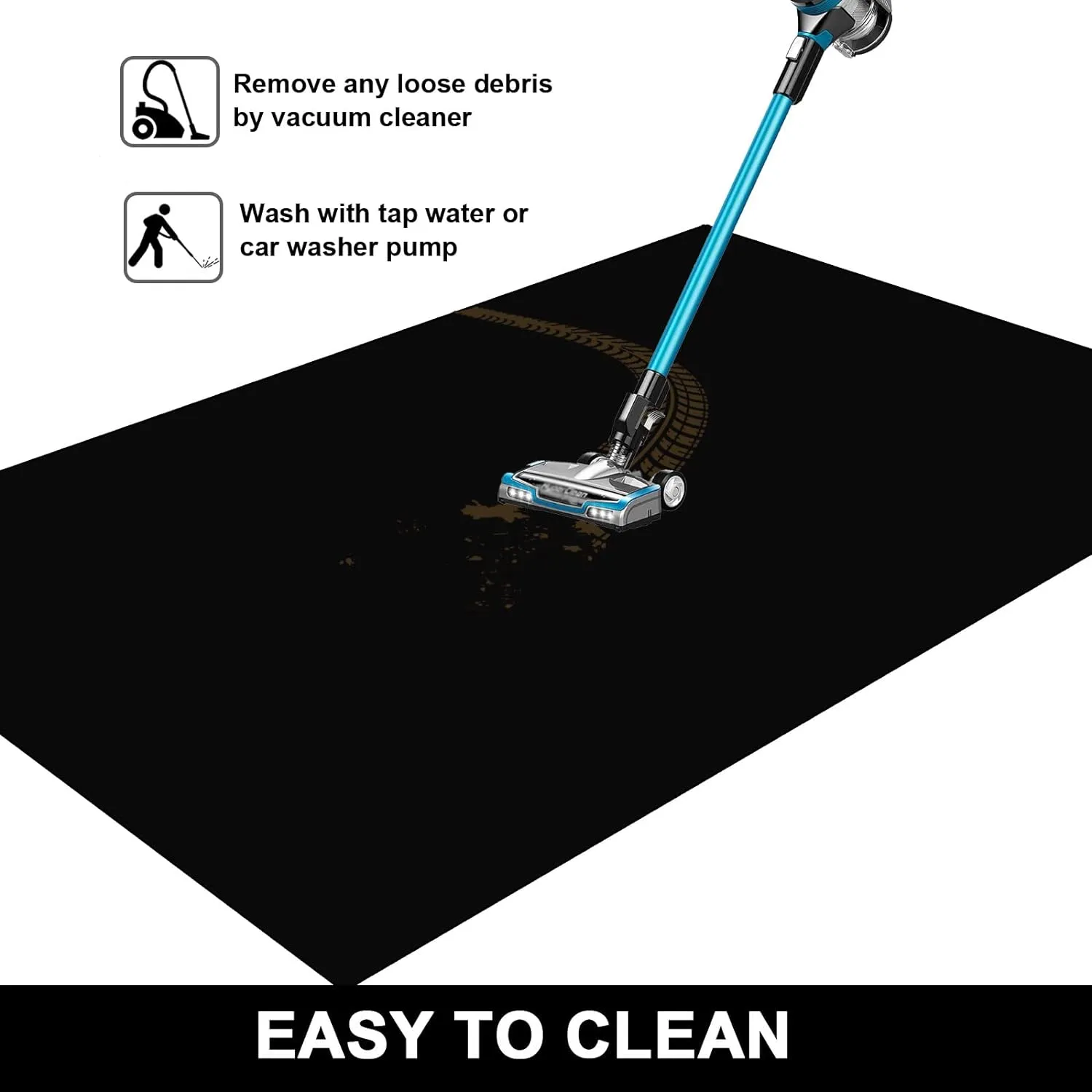 AiBOB Garage Floor Mat, Oil Spill Mat Under Car, Waterproof Backing Absorbent Pad Protects Floor, Durable, Reusable, Black