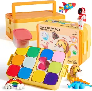 Air Dry Clay 24 Colors, Modeling Clay Kit with Clay Storage Box DIY Tools, Super Light, Soft & Mess-Free Magic Modeling Clay, Kids Art Crafts Gift for Boys & Girls Preschoolers Age 3-12 Year Olds