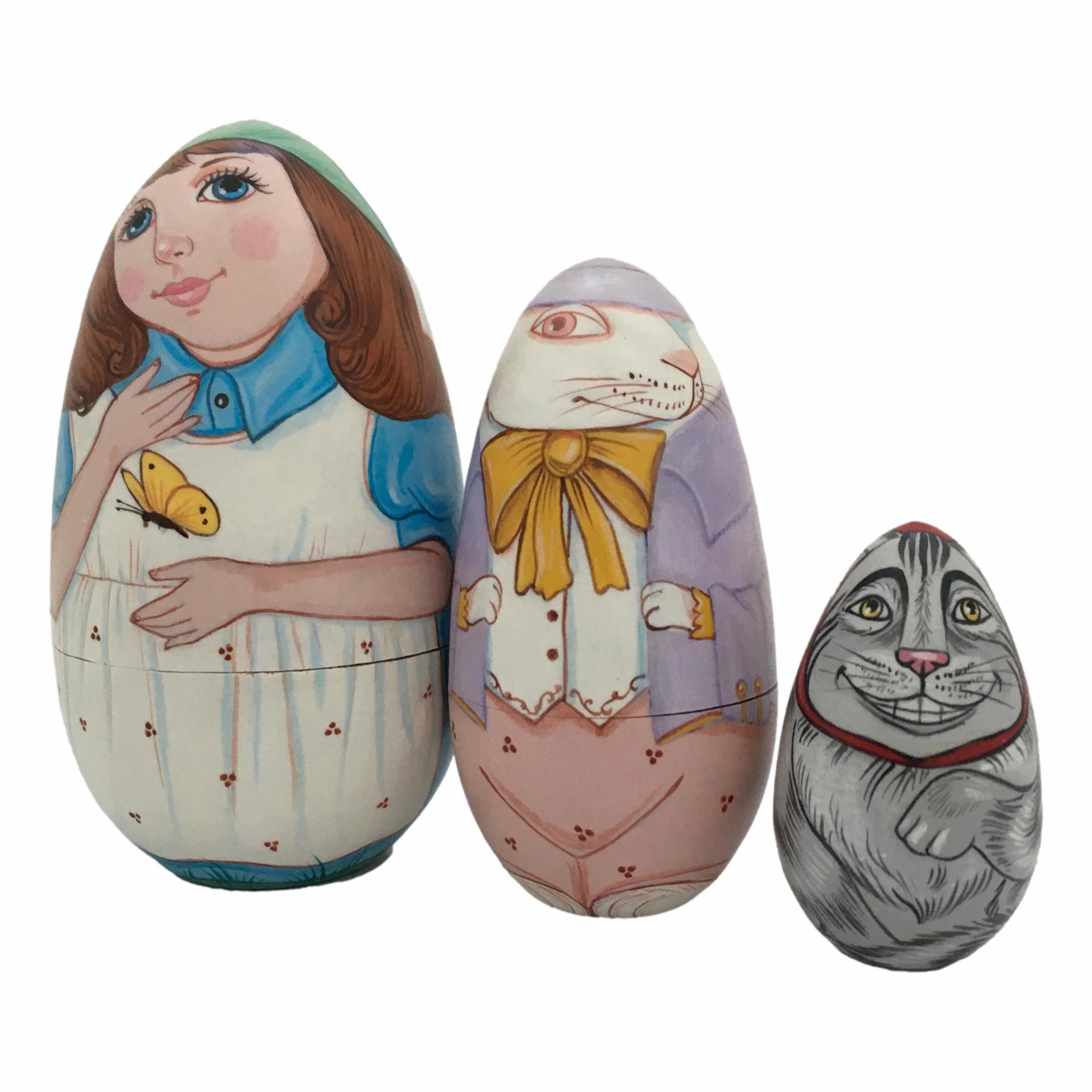 Alice in Wonderland Russian Dolls 3 Piece Set