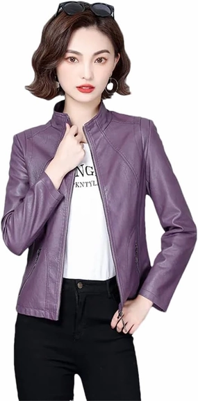 Alloaone Women Genuine Leather Jacket Real Leather Aviator Jacket Ladies Natural Sheepskin Coats
