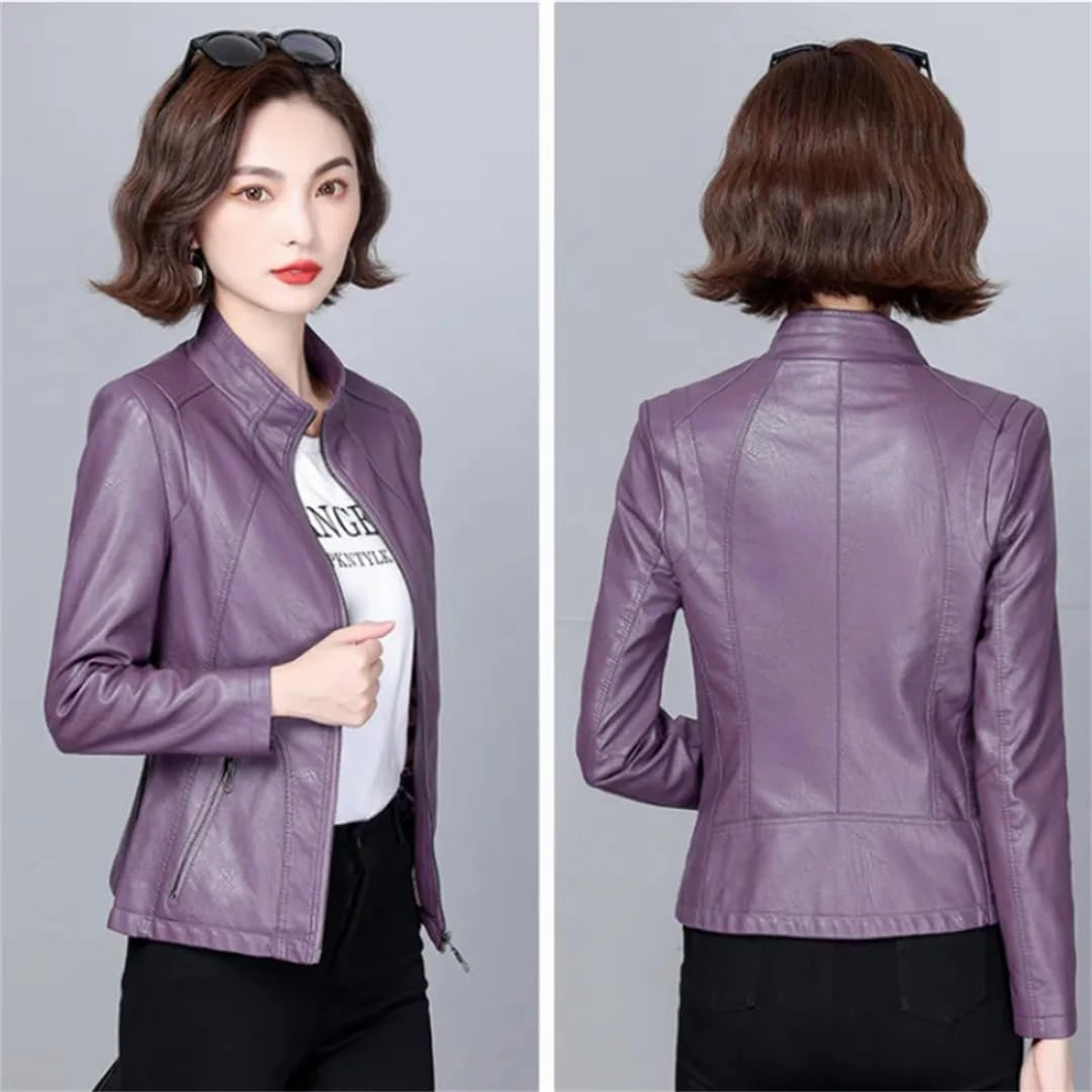 Alloaone Women Genuine Leather Jacket Real Leather Aviator Jacket Ladies Natural Sheepskin Coats