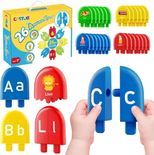 Alphabet Learning Toys Ice Cream ABC Letter Matching Toy Preschool Educational Montessori Toy Smart Color Sorting Kids Christmas Gift for Boys Girls Age 2 3 4 5 