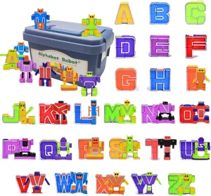 Alphabet Robots for Kids ABC Learning Toys for Kids Ages 3-5 Alphabots Transforming Letter Toy Robot Alpha Bots Toddlers Education Toy Carnival Prizes