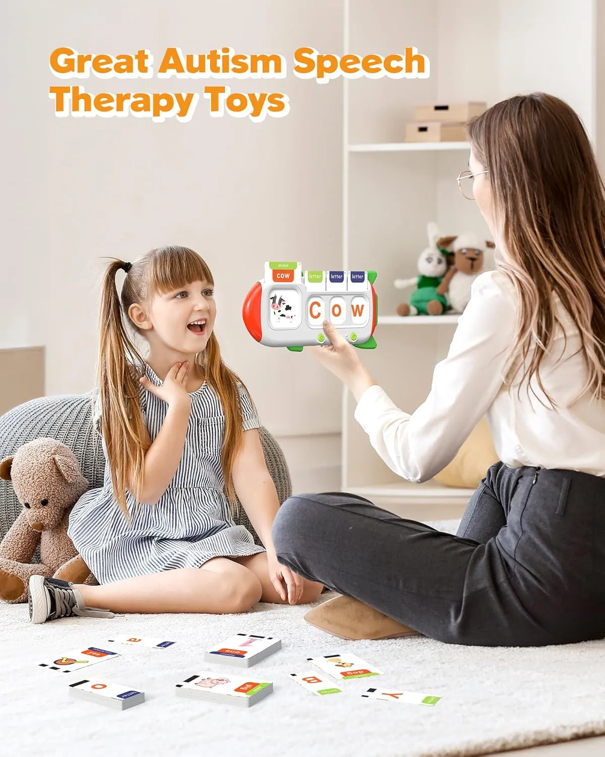 Alphabet Talking Flash Cards for Kids 3  Years Old, Spelling Games, Teach Kids ABC Letters & Words, Montessori Learning Toys, Combine Words Based on Pictures, for Preschool Boys Girls