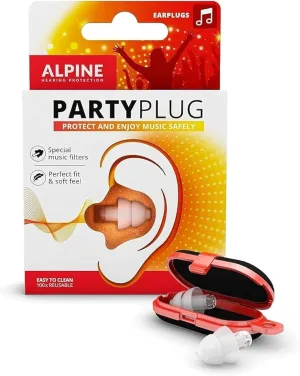 Alpine PartyPlug Ear Plugs for Concerts – Noise Cancelling Ear Plugs for Party and Clubbing – 21dB Premium Hearing Protection Against Loud Sound & Party Music – 1 Pair Reusable Earplugs (Transparent)