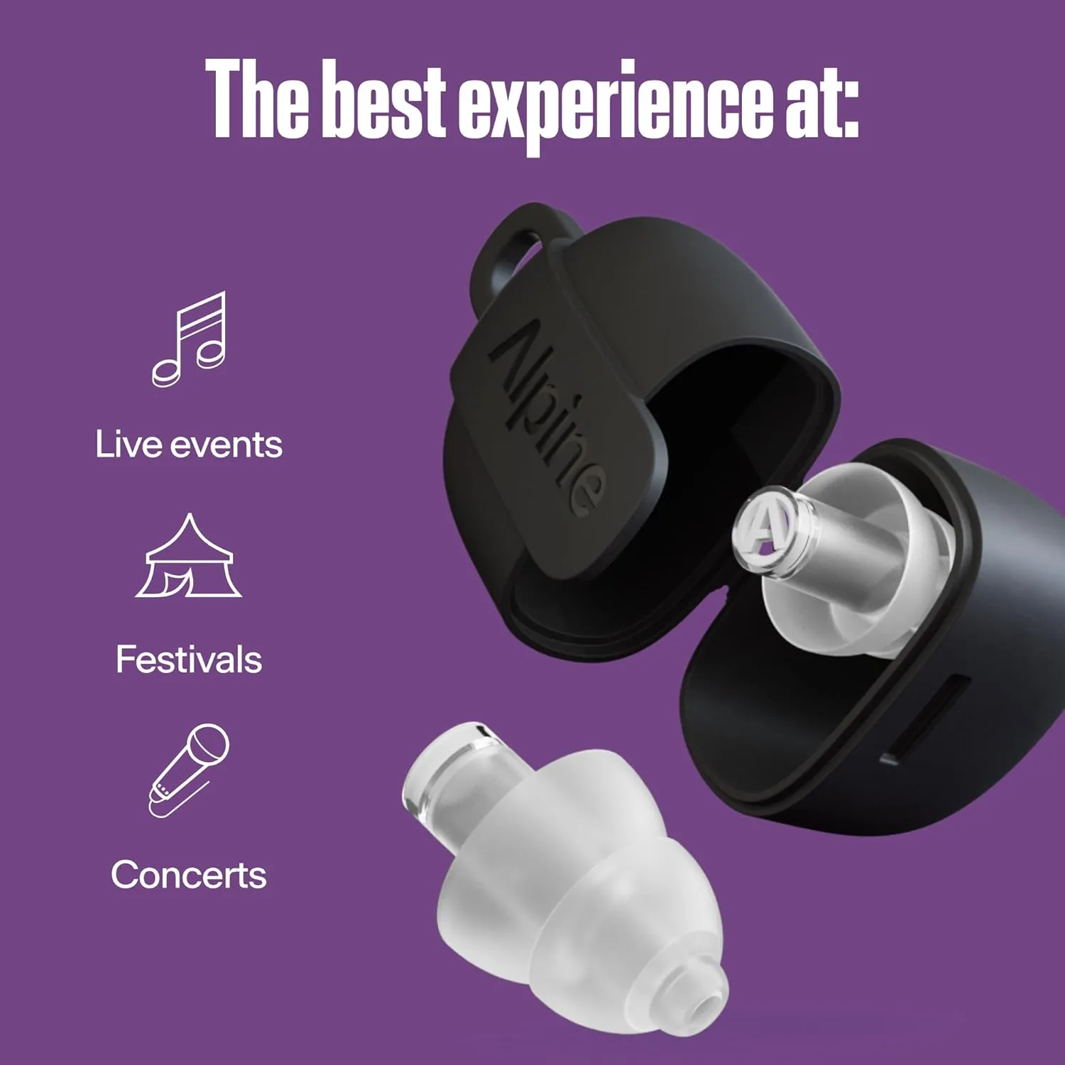 Alpine PartyPlug Pro Concert Ear Plugs, High Fidelity Professional Earplugs, 21dB Noise Reduction, Premium Hearing Protection for Music Festivals, Raves & Live Events, Incl. 3 Tip Sizes, Transparent