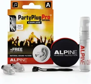 Alpine PartyPlug Pro Natural Music Ear Plugs – Noise Reduction Ear Plugs for Concerts, Parties, and Festivals - Hypoallergenic Reusable Musician Ear Plugs for Noise Reduction