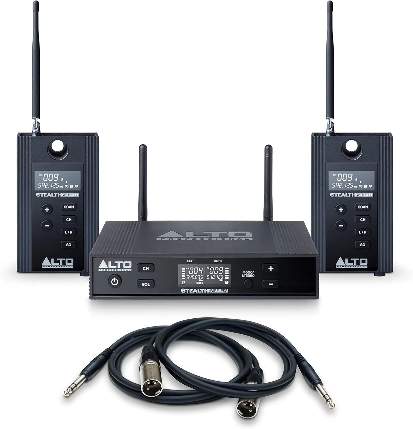 ALTO Stealth MKII Dual-Channel Wireless Transmitter and Receiver, 2X XLR, Black, Set
