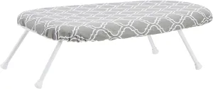 Amazon Basics Compact Tabletop Ironing Board with Folding Legs - Trellis Removable Cover, Chevron, 23.6"L x 7.1"W x 14.3"H