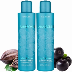 Amazonliss Anti-Frizz Keratin Treatment Set - For Smooth, Soft and Shiny Hair - Prolonged Effect Shampoo and Conditioner 8.45 fl.oz
