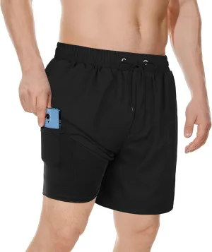 American Trends Men's Swim Trunks Board Shorts Quick Dry Mens Swimming Trunks with Compression Liner