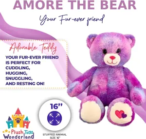 Amore The Bear 16 inch Soft Plush Teddy Bear Stuffed Animal – Huggable Cuddle Toy for Kids, Toddlers, Girls, Boys, Adorable Collectible for Gifting, Snuggling & Decor