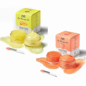ANAI RUI Turmeric Lip Care Set & Peach Lip Sleeping Mask, 2 Lip Treatment Set for Hydrating & Plumping Lips, Improving Lips Texture