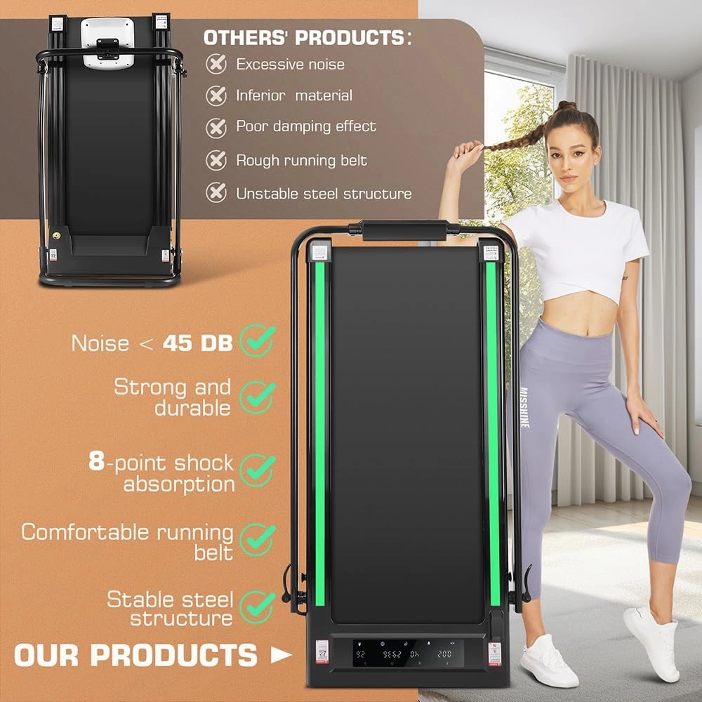 ANCHEER 4 in 1 Under Desk Treadmill with Incline - 2s Folding/Max 300 lb Capacity Walking Pad - Compact Electric Treadmill for Home, Gym, or Office with LED Touch Screen and Remote Control