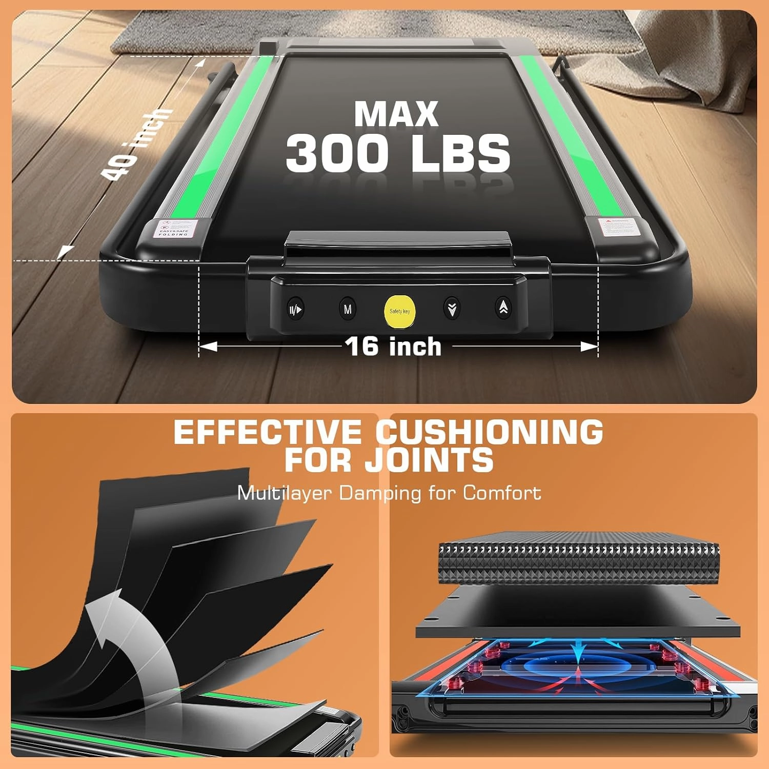 ANCHEER 4 in 1 Under Desk Treadmill with Incline - 2s Folding/Max 300 lb Capacity Walking Pad - Compact Electric Treadmill for Home, Gym, or Office with LED Touch Screen and Remote Control