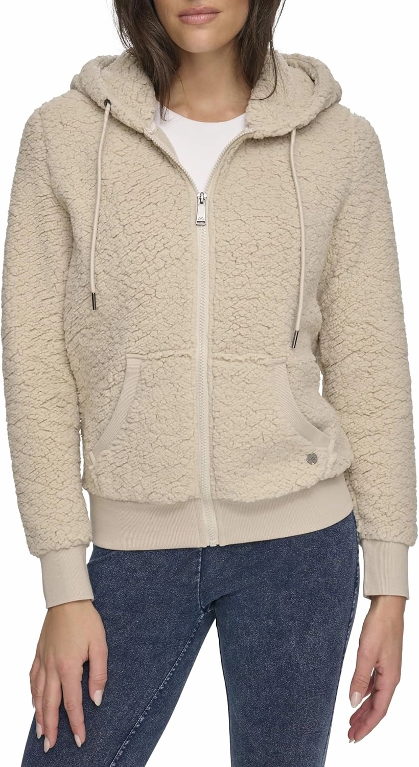 Andrew Marc Women's Teddy Fleece Full Zip Hooded Jacket