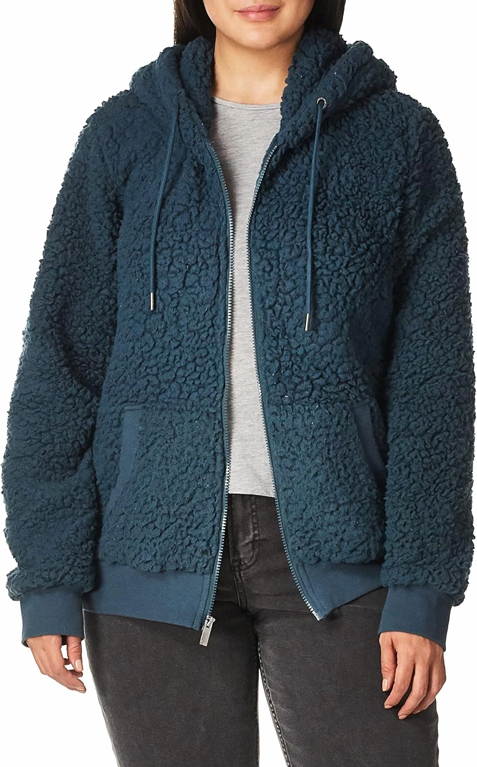 Andrew Marc Women's Teddy Fleece Full Zip Hooded Jacket