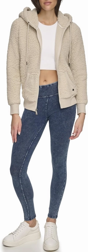 Andrew Marc Women's Teddy Fleece Full Zip Hooded Jacket